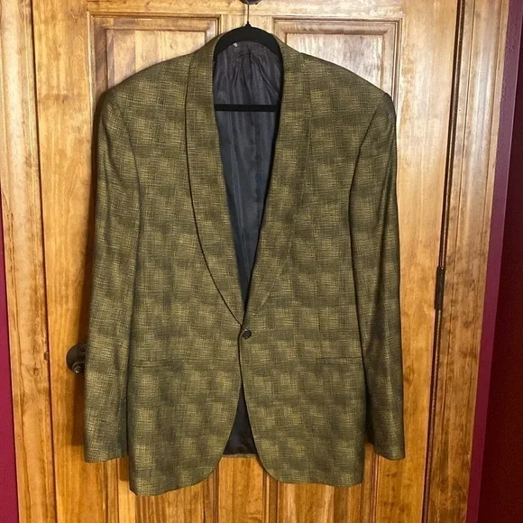 Jhane Barnes shawl collar Wool sport Coat jacket in black brown Size Men's 44L - Picture 9 of 9